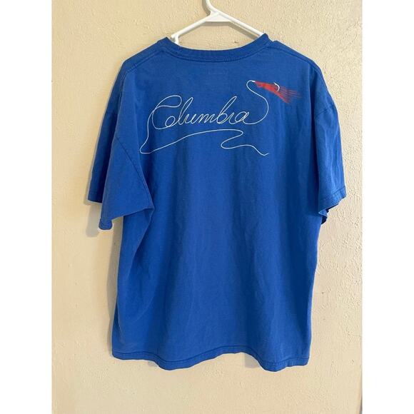Men’s Columbia Fishing T-Shirt Short Sleeve Graphic Tee XL Blue Fish Logo - Picture 1 of 5